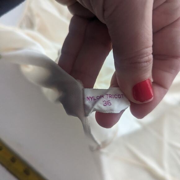 Vintage Women's Lingerie Slip Cream Shadowline 36 Tie Sleeve Knot Maxi - Picture 7 of 11